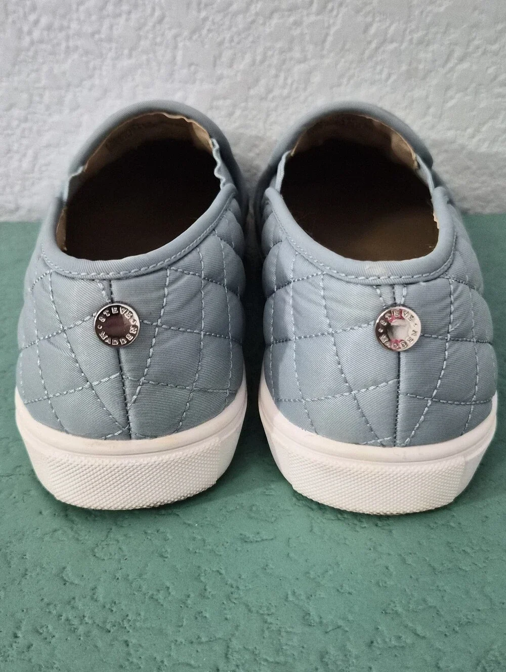 Steve Madden Ecentric-Q Quilted Slip On Sneakers 8.5M Slate Blue Preppy Sporty